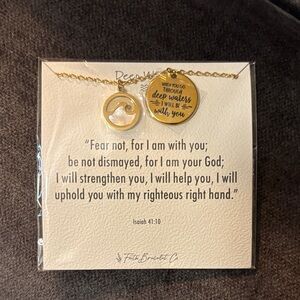 Faith Bracelet Gold Inspirational Necklace - 'When You Go Through Deep Waters'